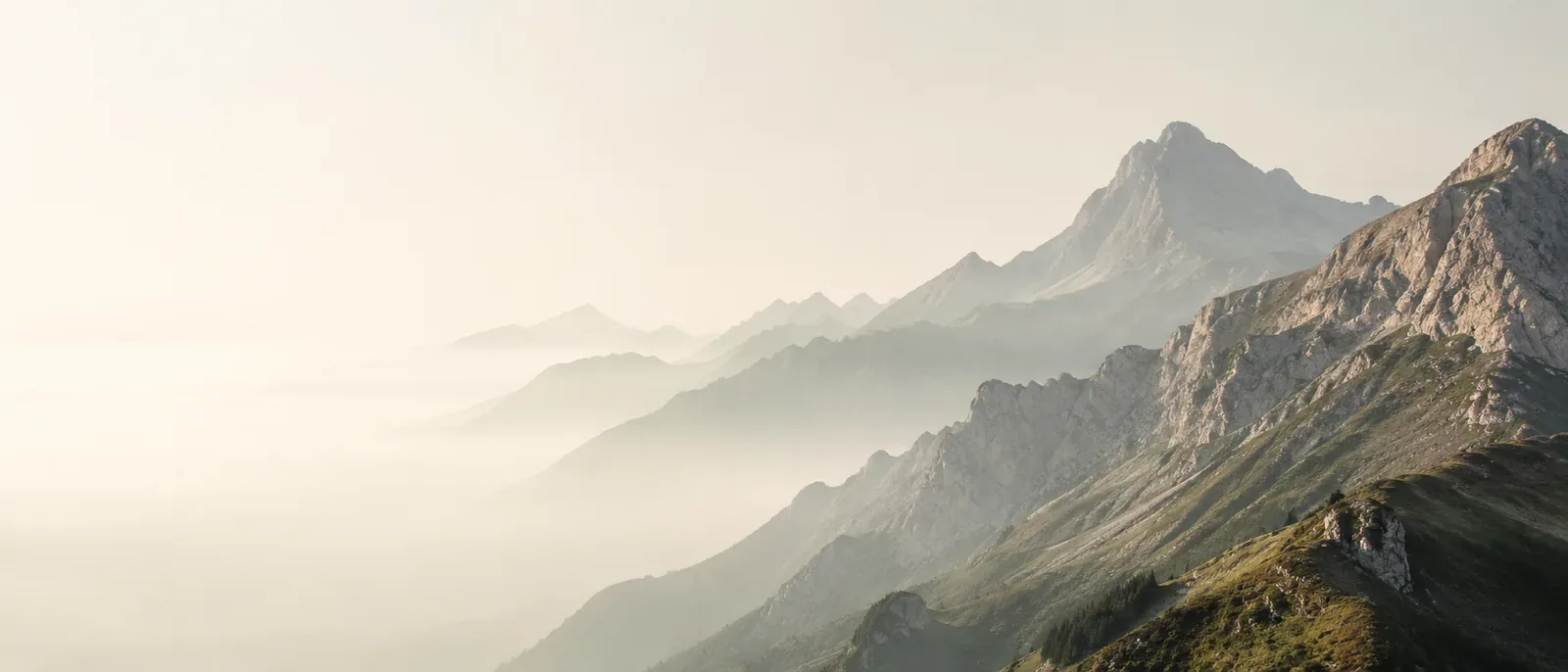 Schweizer Alpen im Morgennebel